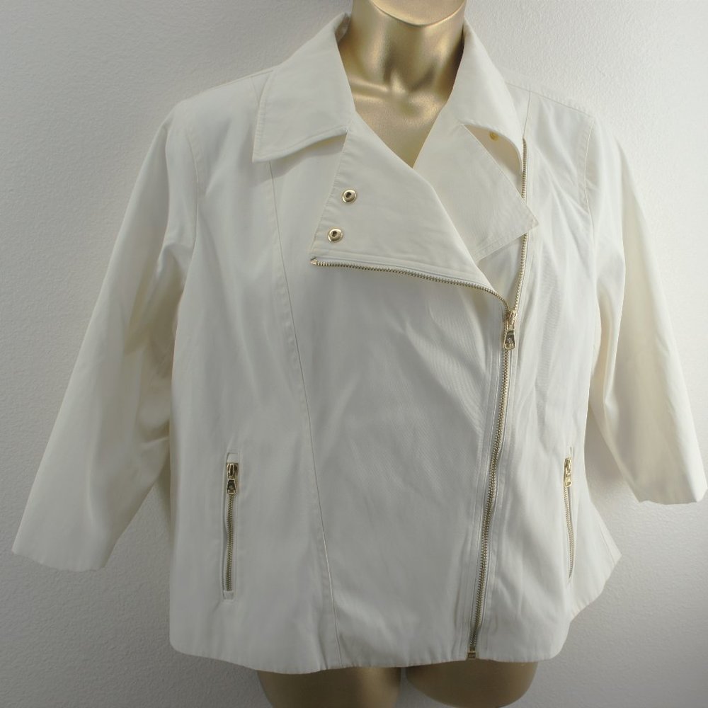 Ralph lauren white moto zip jacket size 2X